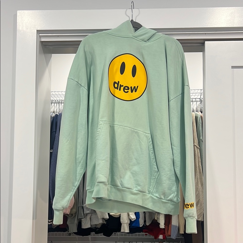 Drew Mint Green Hoodie with Yellow Smiley